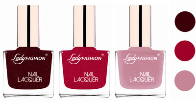

Lady Fashion Glossy & Long Stay Nail Polish combo Maroon,Bright Pink,Silky Purple(Pack of 3)