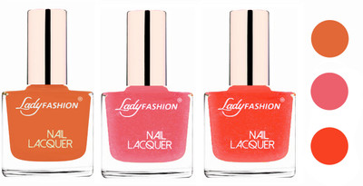 

Lady Fashion Glossy & Long Stay Nail Polish combo Nude,Silky Pink,Orange Silk(Pack of 3)