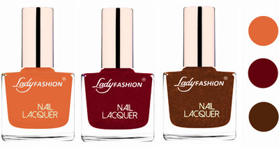 

Lady Fashion Glossy & Long Stay Nail Polish combo Nude,Pink,Copper(Pack of 3)