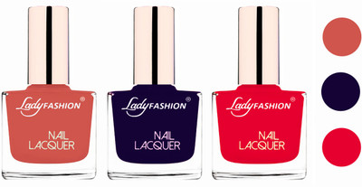 

Lady Fashion Glossy & Long Stay Nail Polish combo Nude,Blue,Sweet Red(Pack of 3)