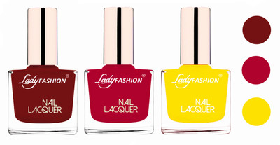 

Lady Fashion Glossy & Long Stay Nail Polish combo Coffee,Pink,Yellow(Pack of 3)