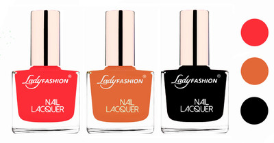 

Lady Fashion Glossy & Long Stay Nail Polish combo Baby Pink,Nude,Black(Pack of 3)