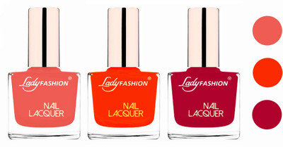 

Lady Fashion Glossy & Long Stay Nail Polish combo Baby Pink,Juicy Orange,Pink(Pack of 3)