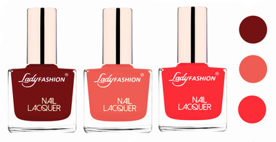 

Lady Fashion Glossy & Long Stay Nail Polish combo Coffee,Light Orange,Baby Pink(Pack of 3)