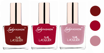 

Lady Fashion Glossy & Long Stay Nail Polish combo Coffee,Bright Pink,Silky Purple(Pack of 3)