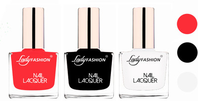 

Lady Fashion Glossy & Long Stay Nail Polish combo Baby Pink,Black,White(Pack of 3)