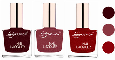 

Lady Fashion Glossy & Long Stay Nail Polish combo Maroon,Mauve,Red(Pack of 3)