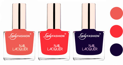 

Lady Fashion Glossy & Long Stay Nail Polish combo Light Orange,Baby Pink,Blue(Pack of 3)