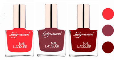 

Lady Fashion Glossy & Long Stay Nail Polish combo Baby Pink,Mauve,Red(Pack of 3)