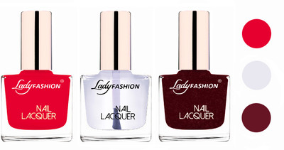 

Lady Fashion Glossy & Long Stay Nail Polish combo Sweet Red,White,Maroon(Pack of 3)