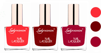 

Lady Fashion Glossy & Long Stay Nail Polish combo Baby Pink,Red,Bright Pink(Pack of 3)