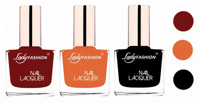

Lady Fashion Glossy & Long Stay Nail Polish combo Coffee,Nude,Black(Pack of 3)
