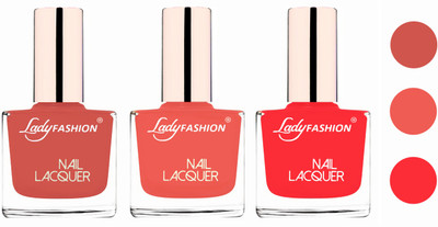 

Lady Fashion Glossy & Long Stay Nail Polish combo Nude,Light Orange,Baby Pink(Pack of 3)