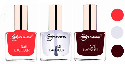 

Lady Fashion Glossy & Long Stay Nail Polish combo Baby Pink,Transparent,Maroon(Pack of 3)