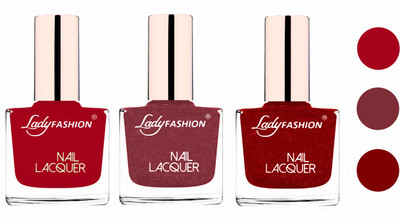 

Lady Fashion Glossy & Long Stay Nail Polish combo Dark Red,Mauve,Red(Pack of 3)
