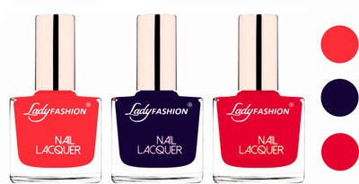 

Lady Fashion Glossy & Long Stay Nail Polish combo Baby Pink,Blue,Sweet Red(Pack of 3)