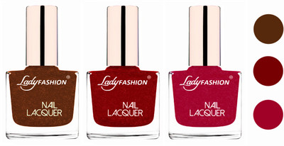 

Lady Fashion Glossy & Long Stay Nail Polish combo Copper,Red,Bright Pink(Pack of 3)