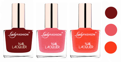 

Lady Fashion Glossy & Long Stay Nail Polish combo Coffee,Silky Pink,Orange Silk(Pack of 3)