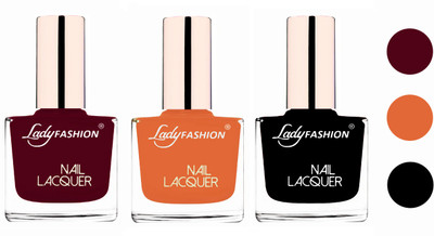 

Lady Fashion Glossy & Long Stay Nail Polish combo Maroon,Nude,Black(Pack of 3)