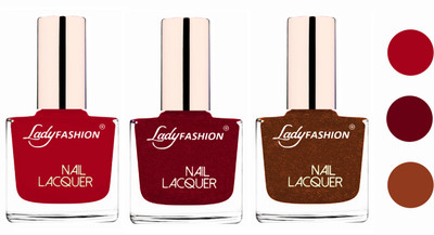 

Lady Fashion Glossy & Long Stay Nail Polish combo Dark Red,Pink,Copper(Pack of 3)