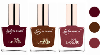 

Lady Fashion Glossy & Long Stay Nail Polish combo Maroon,Copper,Mauve(Pack of 3)