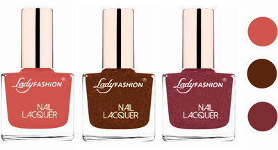 

Lady Fashion Glossy & Long Stay Nail Polish combo Nude,Copper,Mauve(Pack of 3)