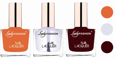 

Lady Fashion Glossy & Long Stay Nail Polish combo Nude,Transparent,Maroon(Pack of 3)