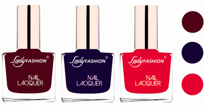 

Lady Fashion Glossy & Long Stay Nail Polish combo Maroon,Blue,Sweet Red(Pack of 3)
