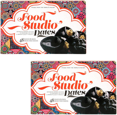 

Food Studio Premium Quality Hand Picked Selected Dates Pack of 2 (650 gm Each,48 Pieces Each) Dates(100 g, Box)