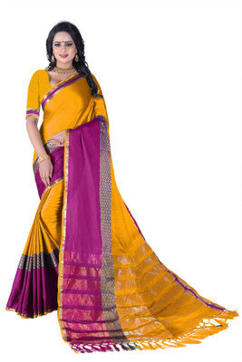 Fancy Fab Solid, Self Design, Embellished, Woven, Striped, Checkered, Temple Border, Applique, Paisley Paithani Cotton Silk, Jacquard, Silk Linen Blend, Cotton Linen Blend Saree(Multicolor) Flipkart