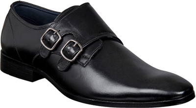 

Aditi Wasan Black Monk Shoess Monk Strap For Men(Black
