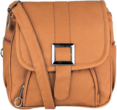 

FRIENDS & COMPANY Women Casual Tan Leatherette Sling Bag