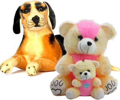 

Gift Decor Shop Black Dog Stuffed soft Toy (Black/Yellow, 21 cm) Combo with soft toy mother and child teddy bear for kids (Pink/Cream, 43 cm) - 21 cm(Multicolor)