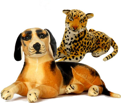 

Gift Decor Shop Black Dog Stuffed soft Toy (Black/Yellow, 21 cm) Combo with soft toy leopard for kids (Multi, 22 cm) - 21 cm(Multicolor)