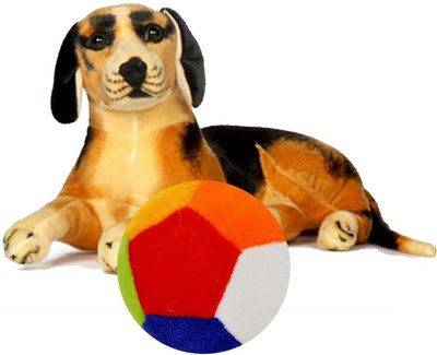 

Gift Decor Shop Black Dog Stuffed soft Toy (Black/Yellow, 21 cm) Combo with soft toy ball for kids (Multi, 15 cm) - 21 cm(Multicolor)