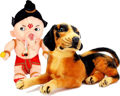 

Gift Decor Shop Black Dog Stuffed soft Toy (Black/Yellow, 21 cm) Combo with soft toy bal ganesha for kids (Multi, 18 cm) - 21 cm(Multicolor)