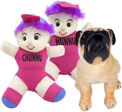 

Gift Decor Shop Chunnu Munnu Soft Toy (Multi, 30 cm) Combo with soft toy pug for Kids (Multi, 36 cm) - 30 cm(Multicolor)