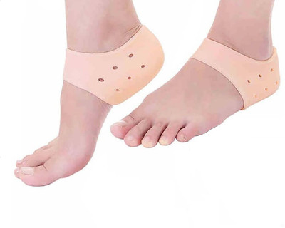 

AlexVyan Skin Color Silicone Gel Heel Socks with Hole 1 Pair for Dry Hard Foot Cracked Heels Repair Heel Support (Free Size, Skin), White
