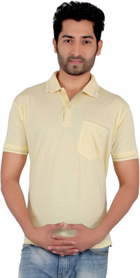 

Awack Solid Men's Polo Neck Yellow T-Shirt