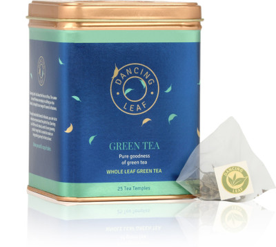 

Dancing Leaf Green Tea Tin Filled with Great Taste and Healthy Nutritions (25 Tea Temples/Tea Bags) Green Tea Bags Box(25 Bags)