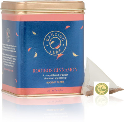 

Dancing Leaf Rooibos Cinnamon Tin Filled with Great Taste (25 Tea Temples/Tea Bags) Cinnamon Green Tea Bags Box(25 Bags)