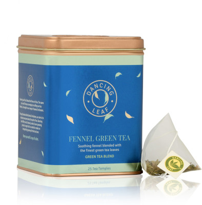 

Dancing Leaf Fennel Green Tea Tin Filled with Great Taste (25 Tea Temples/Tea Bags) Fennel Green Tea Bags Box(25 Bags)