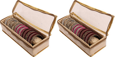 

kuber industries Brocade Rod Bangle Box, Golden Set of 2 Pcs Jewellery bangle box Vanity Box(Gold)