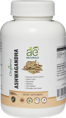 

Ae Naturals Organic Ashwagandha 800Mg 100 Veg Capsules(100 No)