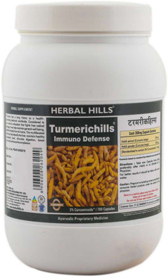 

Herbal Hills Herbal Hills Turmerichills - Value Pack 700 Capsule Premium Quality Turmeric / Curcuma longa capsule - Optimum skin and anti oxidant support(900 No)