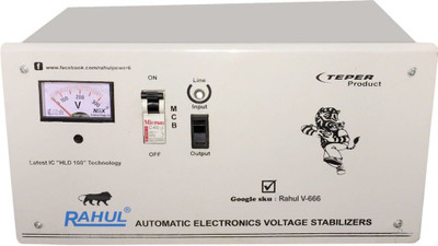 

Rahul V-666 a3 KVA/12 Amp 100-280 Volt 5 Step Main Line Use Up to 3 KVA Load Automatic Voltage Stabilizer(Gray)