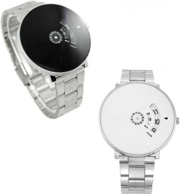

Sponix Mart black-and-white-dial-stainless-still-strap-couple-watches-combo- Hybrid Watch - For Couple