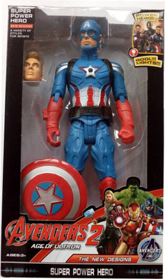 

Aparnas Avengers Action Figure Toy For Kids. (captian america) with weapons Twist and Move Avengers Age of Ultron Action Figure 18cms with led light(multicolour)(Multicolor)