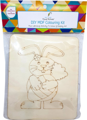 

Visual Echoes DIY Rabbit Colouring Kit Little Art Gallery - MDF Board With Drawing Loutine, Essel, Water Color, And Paint Brushes.