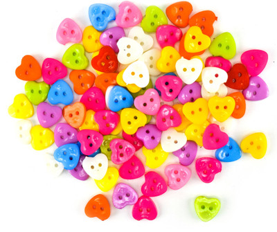 

Unobite 2-Holes Heart Design Plastic Buttons for Sewing and DIY Craft Pack of 100 Piece